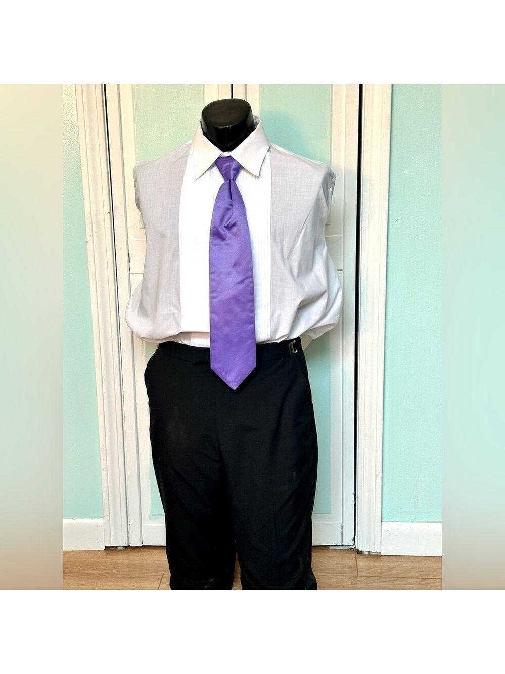 Freesia Purple Wedding Prom Tuxedo Wisteria Pre Tied clip on Satin Tie
